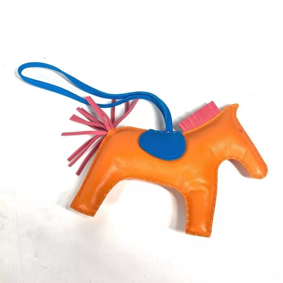 HERMES Bag Charm Rodeo GM Key Holder charm Anyo Miro blue/Orange x pink - Picture 4 of 10